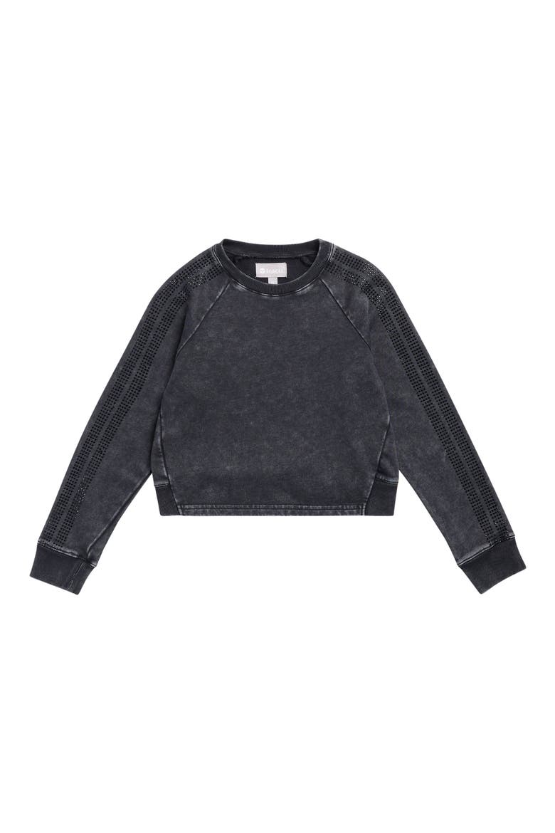 Kids' Rhinestone Stripe Cropped Sweatshirt, Main, color, GREY WASH