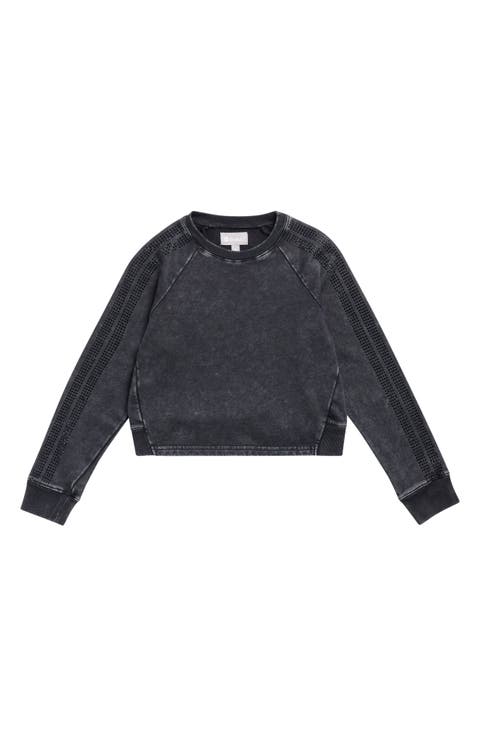 Kids' Rhinestone Stripe Cropped Sweatshirt