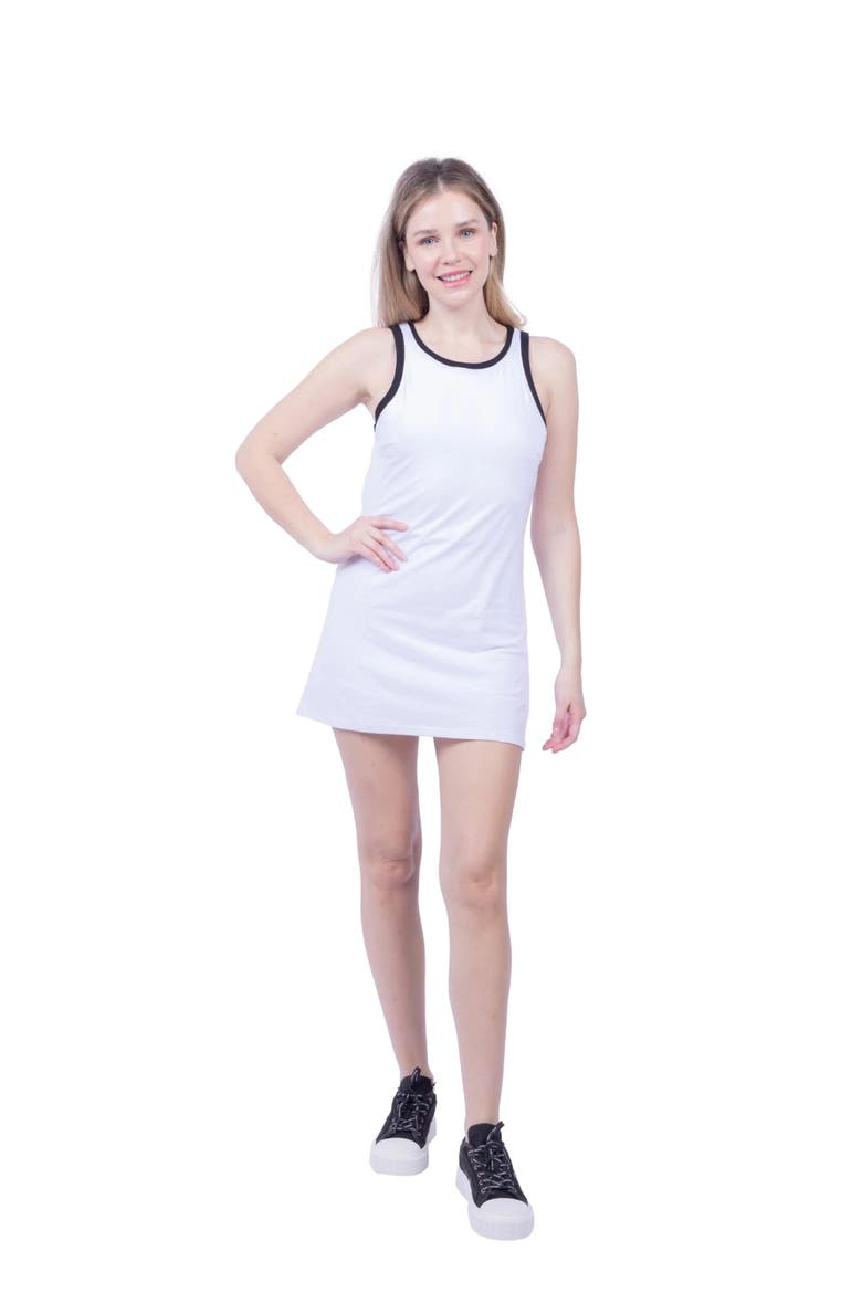 Willa Organic Cotton Active Mini Dress, Main, color, White/Black