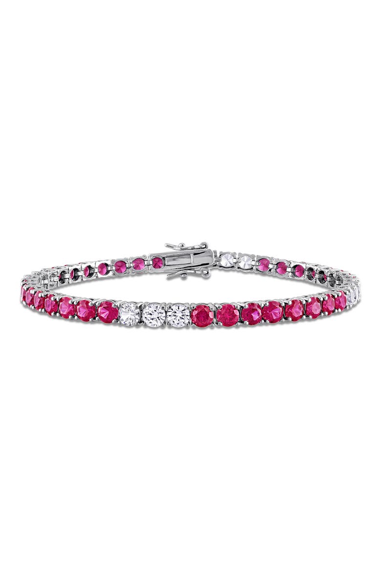 Lab Created White Sapphire & Lab Created Ruby Tennis Bracelet, Main, color, RED