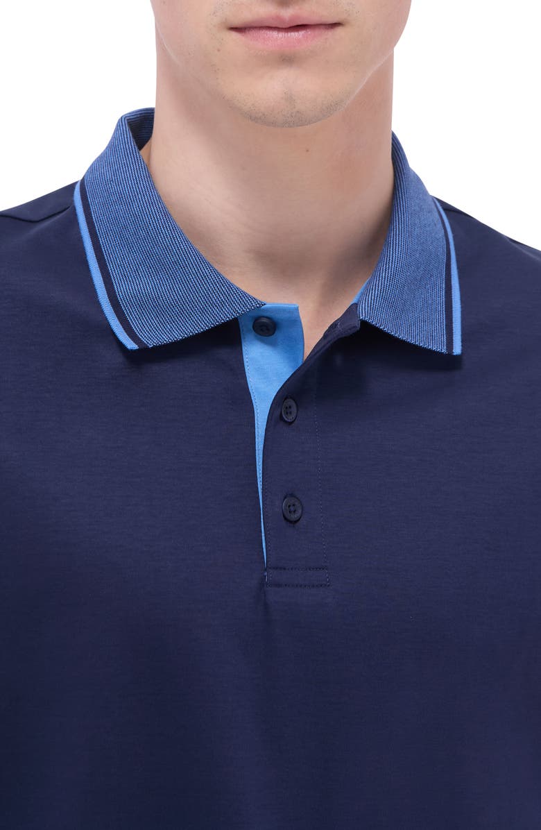 Bugatchi Tipped Pima Cotton Piqué Polo, Alternate, color, Navy