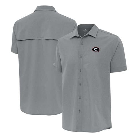 Men
s Antigua Gray Georgia Bulldogs Activate Woven Short Sleeve Button-Up Shirt