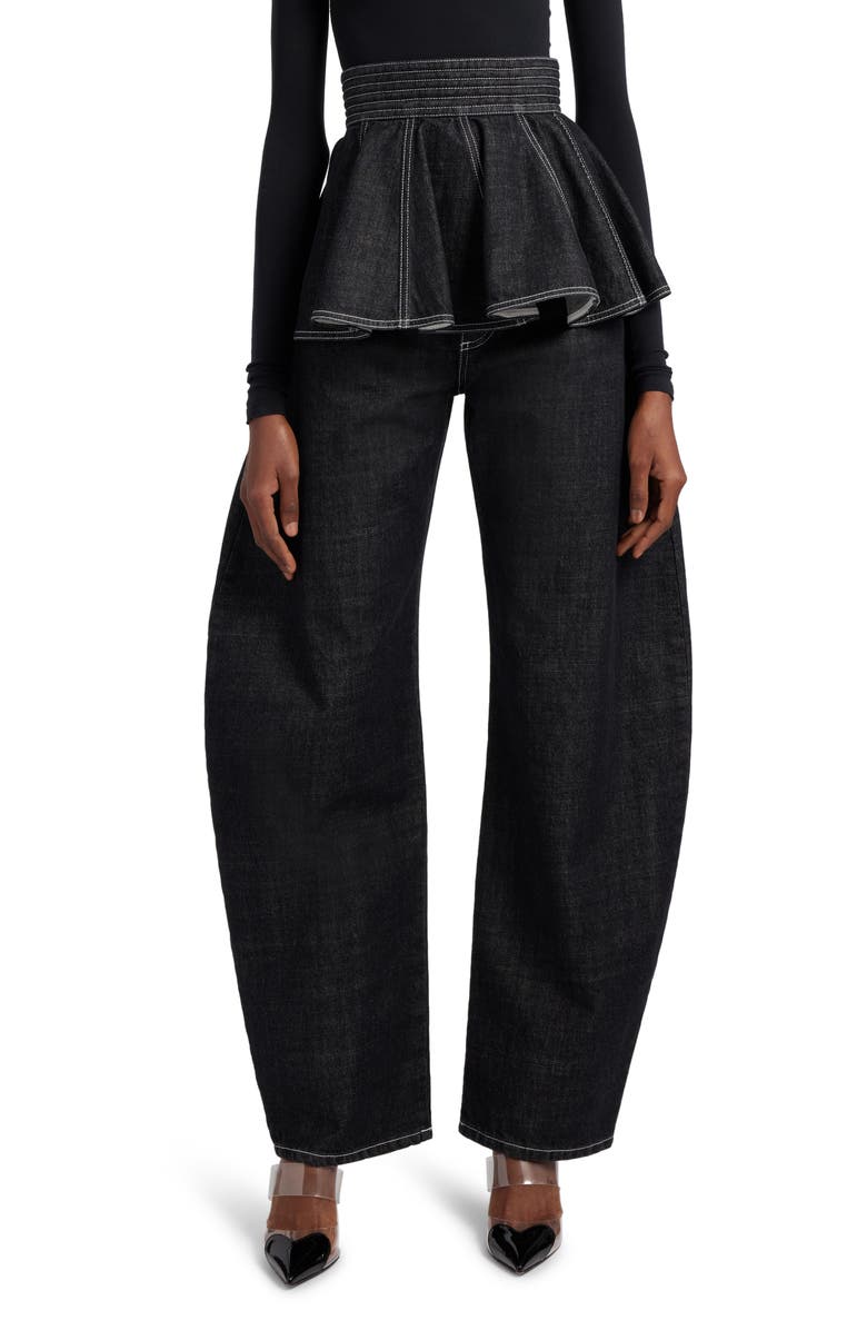 Alaïa Cotton Denim Round Jeans, Main, color,