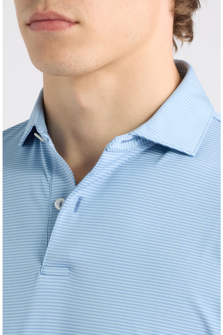 Cadenza Pinstripe Crown Crafted Performance Jersey Golf Polo, Alternate, color, WINDY BLUE / SEAFLOWER