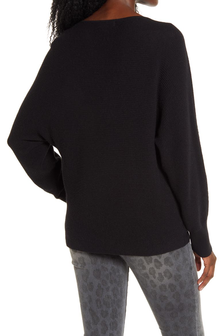 Dolman Sleeve V-Neck Sweater, Alternate, color, BLACK