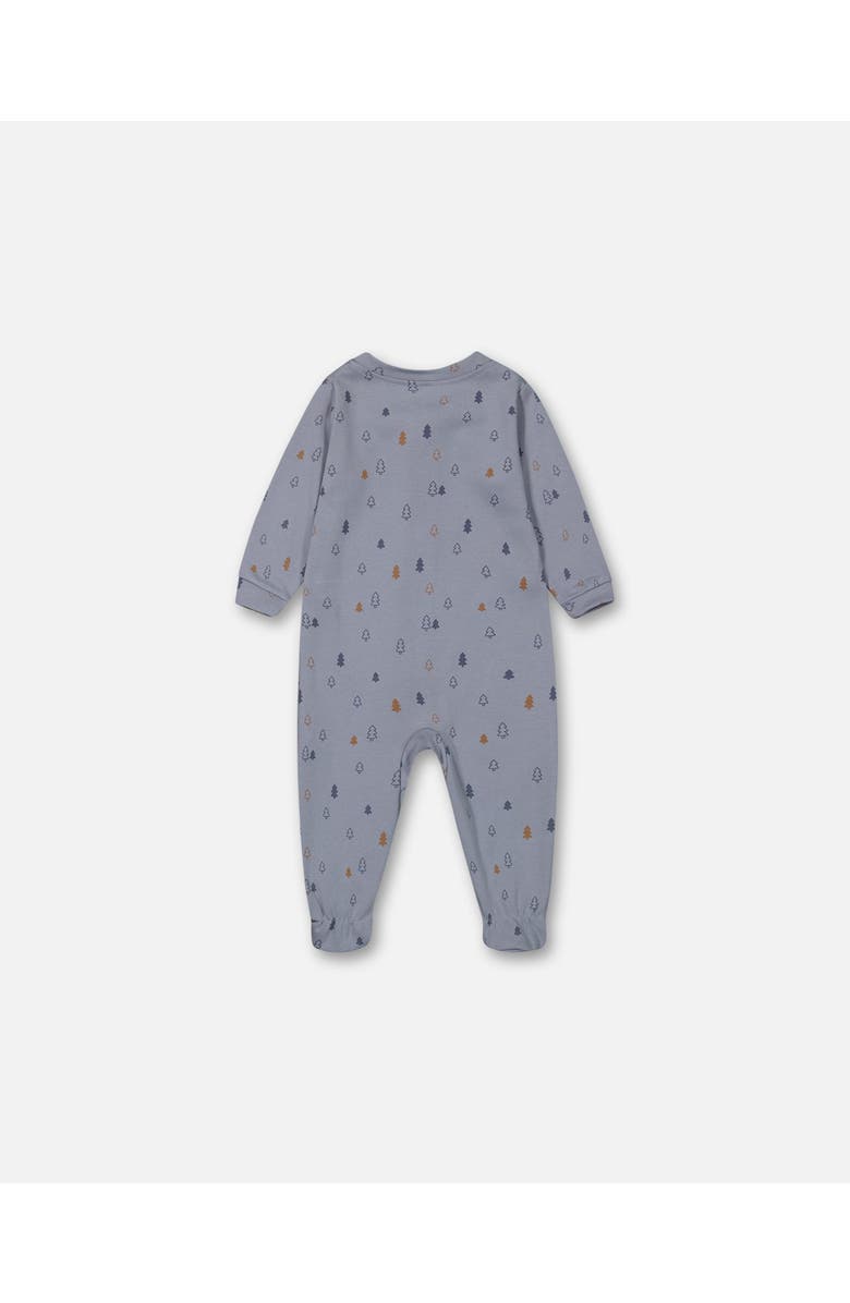 Deux par Deux Baby Boy's Organic Cotton One Piece Pajama Air Blue Printed Trees, Alternate, color, 