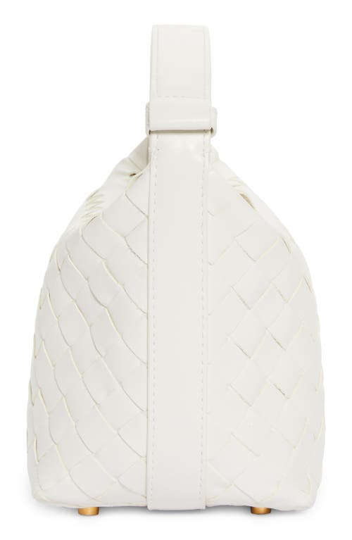 Bottega Veneta Candy Wallace Intrecciato Handheld Pouch In White/gold