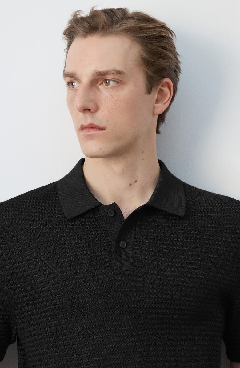MANGO Structured Polo Shirt, Alternate, color, Black