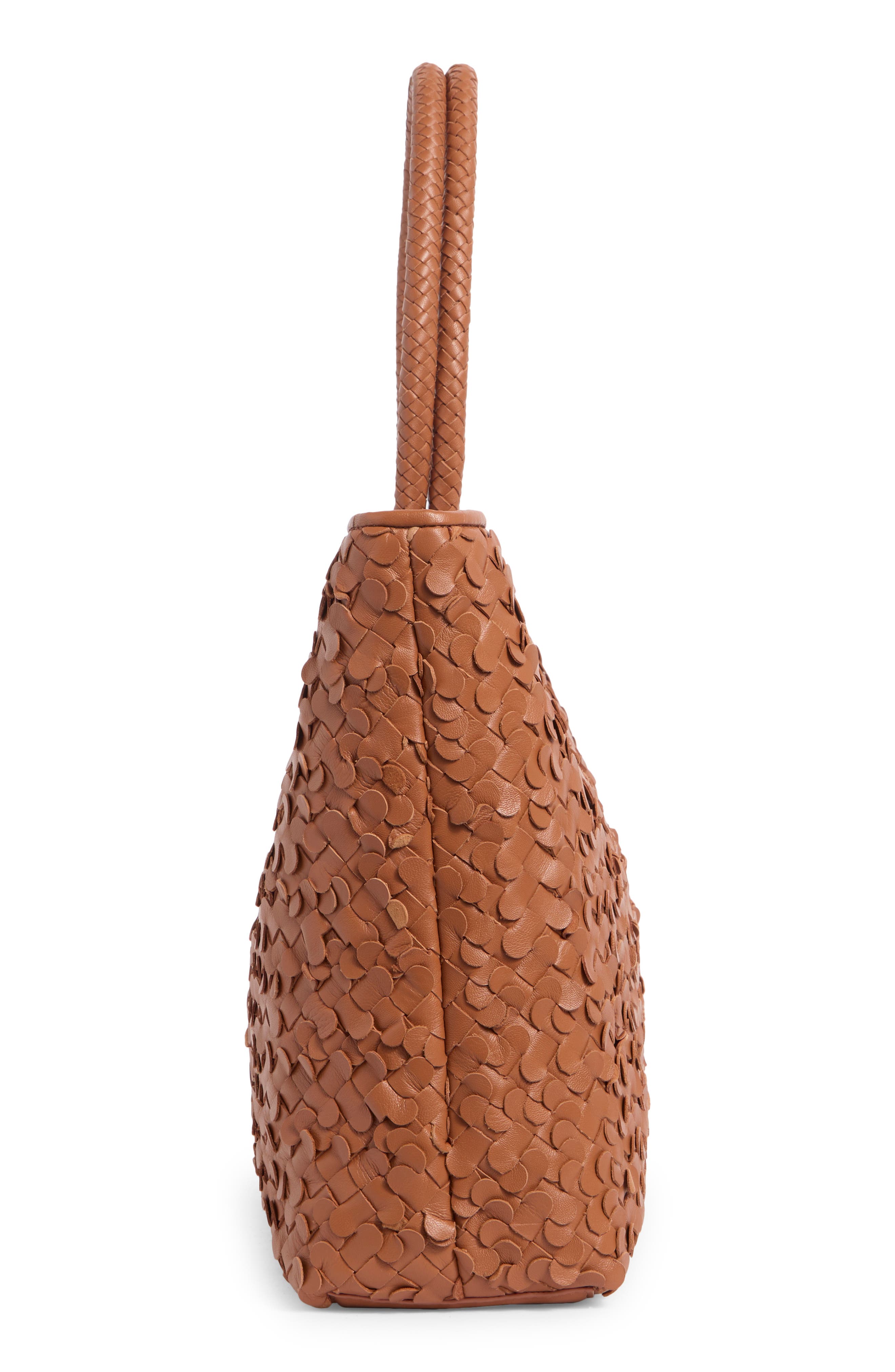 Sam Edelman Bianka Woven Leather Tote Bag, Alternate, color, Cognac