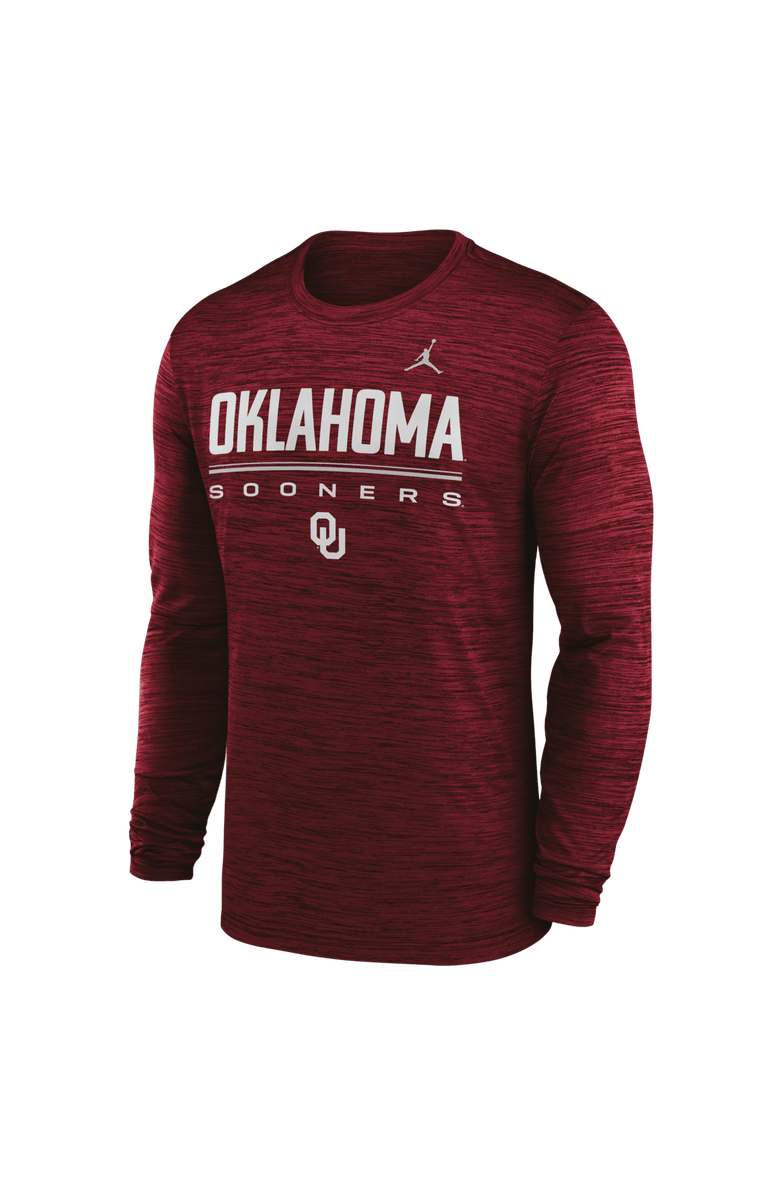 Jordan Brand Men's Jordan Brand Crimson Oklahoma Sooners Sideline Velocity Dri-FIT Long Sleeve T-Shirt, Alternate, color, Crimson