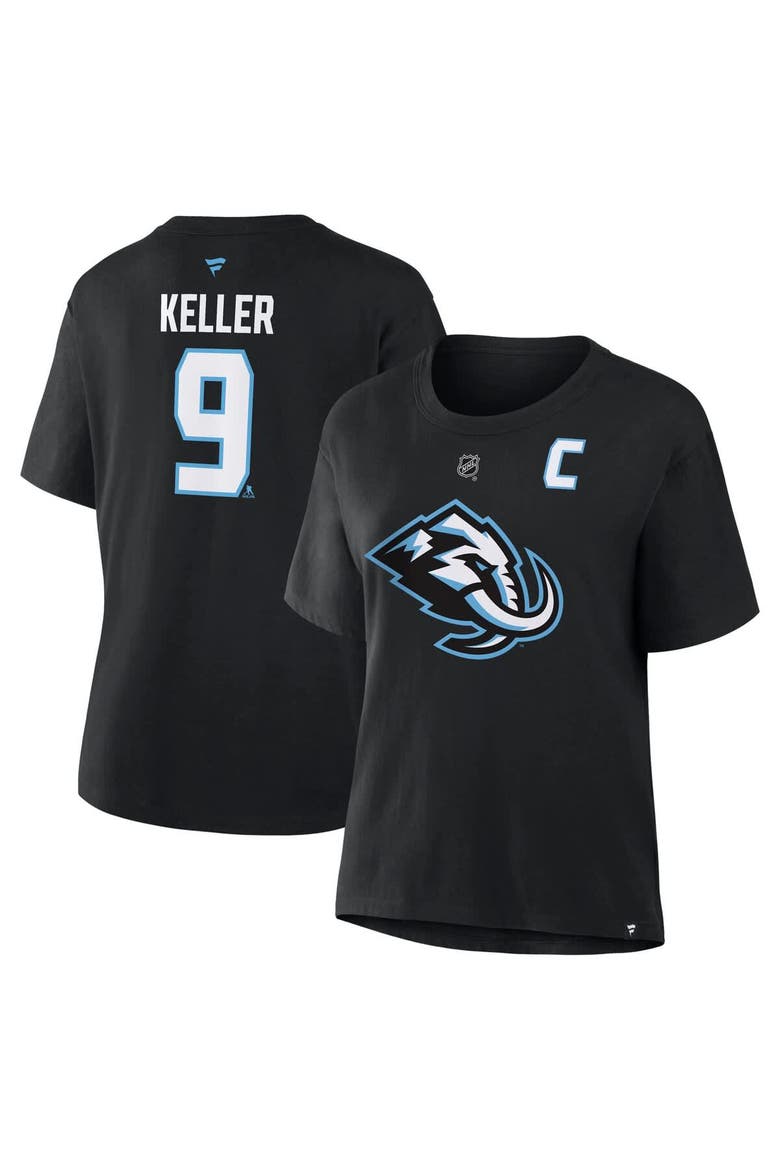 Women's Fanatics Clayton Keller Black Utah Mammoth Authentic Stack Name & Number T-Shirt, Main, color, Black