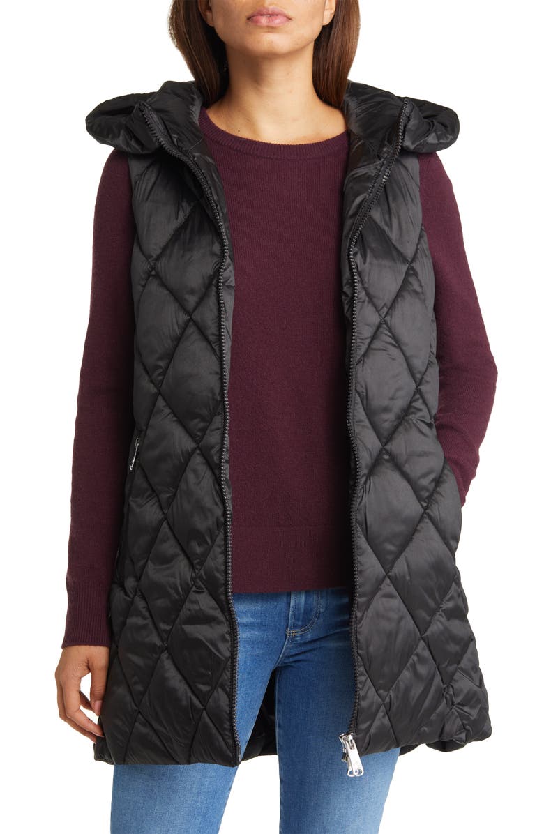 Sam Edelman Quilted Hooded Water Repellent Vest, Main, color, 