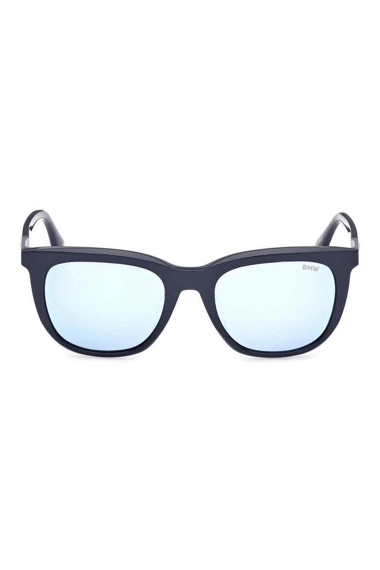 53mm Sunglasses, Main, color, SHINY BLUE / BLUE MIRROR
