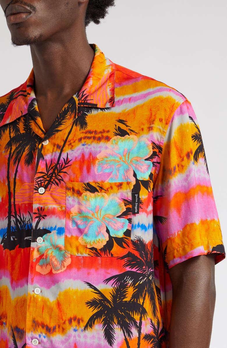 Palm Angels Psychedelic Palms Short Sleeve Camp Shirt, Alternate, color, 