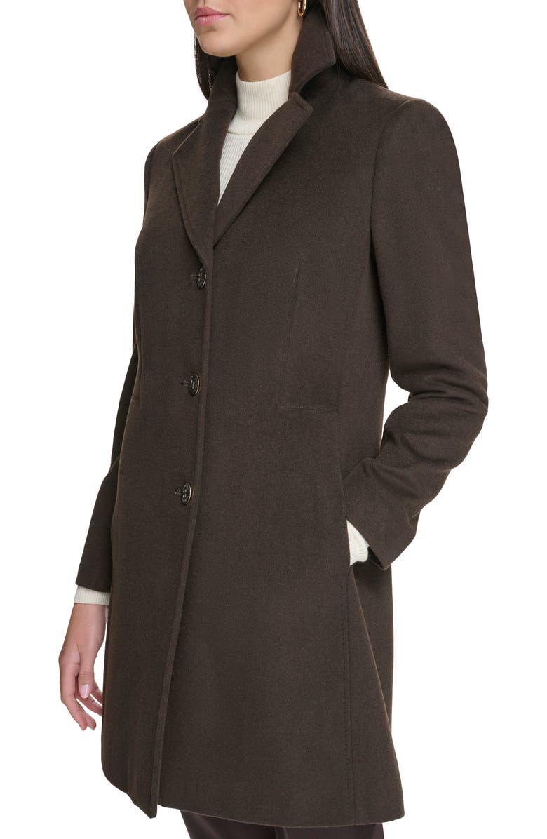 Calvin Klein Notch Wool Blend Coat, Alternate, color, Chocolate