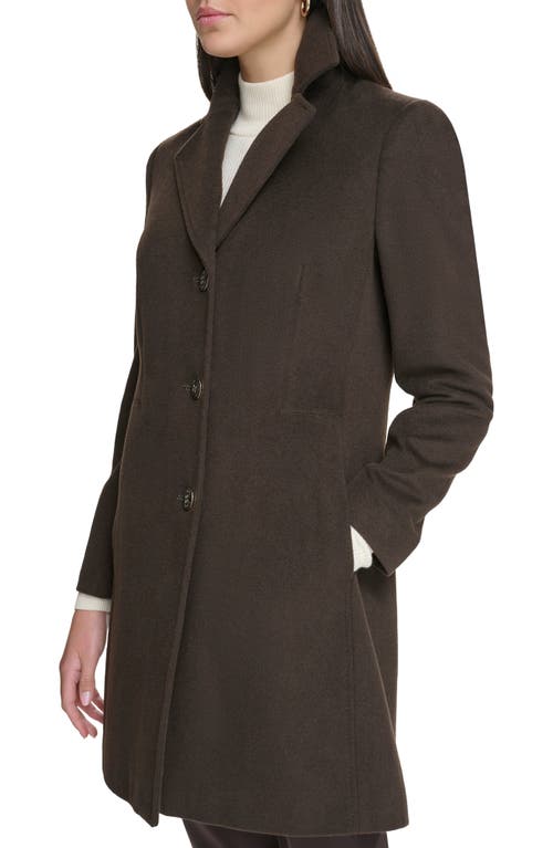 Calvin Klein Notch Wool Blend Coat In Brown