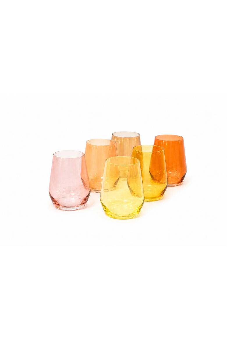 Golden Hour Wine Glass Set, Alternate, color, Multicolor Ombre
