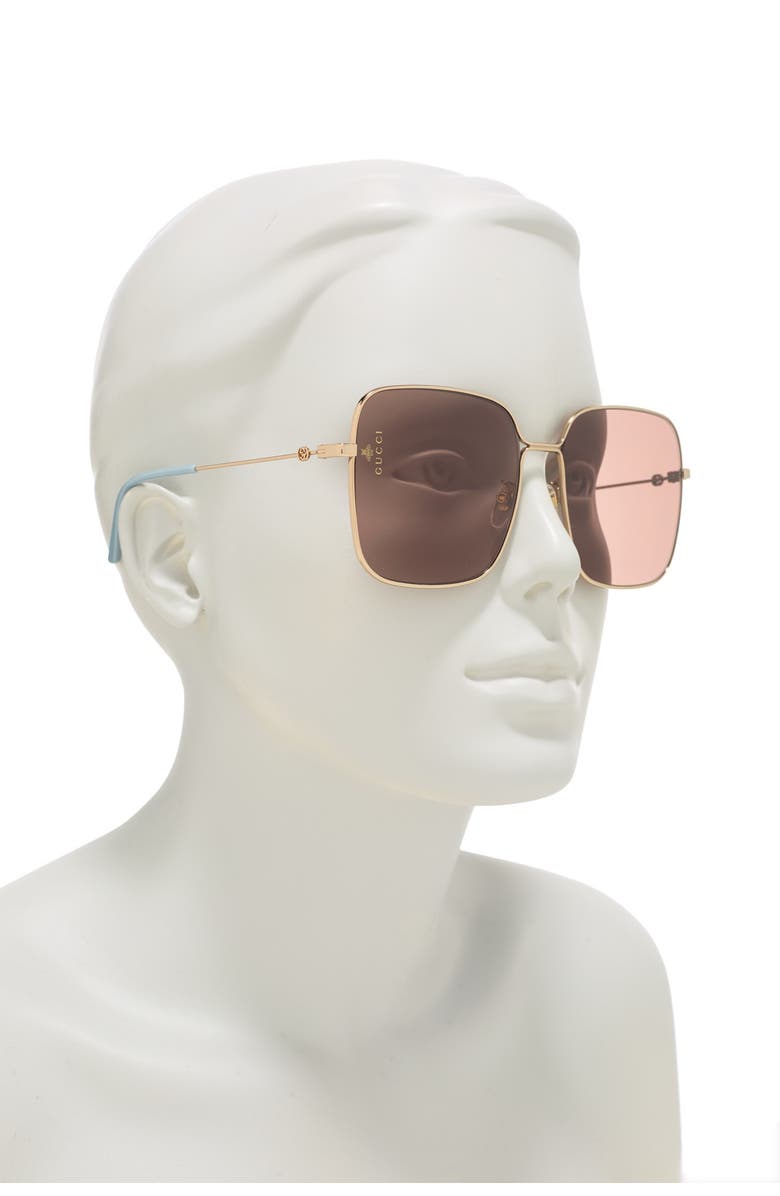 Gucci 60mm Square Wire Sunglasses, Alternate, color,