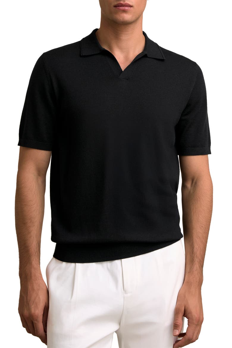 Duchie Merino Wool Polo, Main, color, BLACK