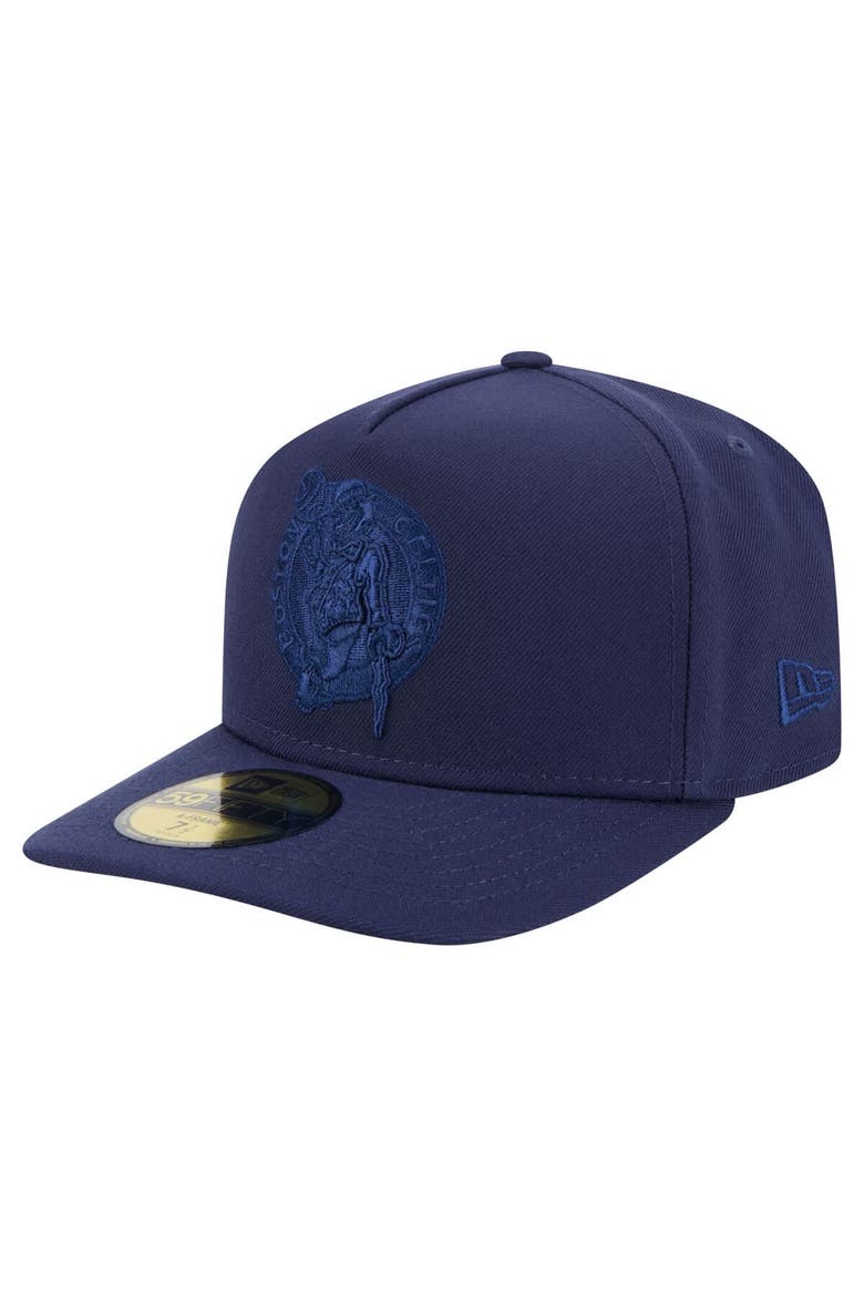 Men's New Era  Navy Boston Celtics Colorpack A-Frame Pinch Front 59FIFTY Fitted Hat, Main, color, Navy