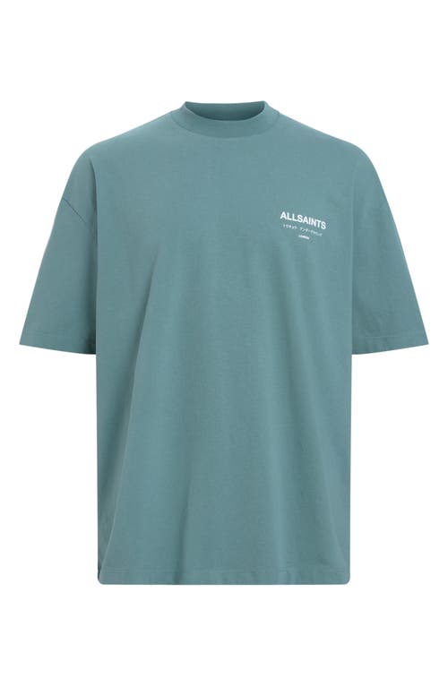 Allsaints Underground Oversize Graphic T-shirt In Eris Blue