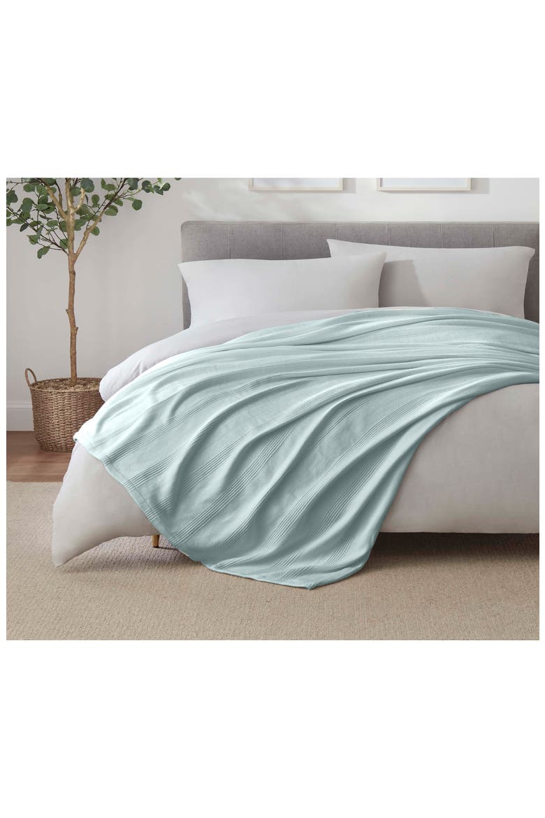 Textured Cotton Throw Blanket, Alternate, color, LIGHT BLUE