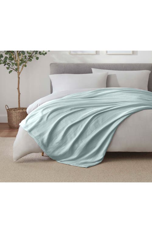 Vellux Textured Cotton Throw Blanket In Blue