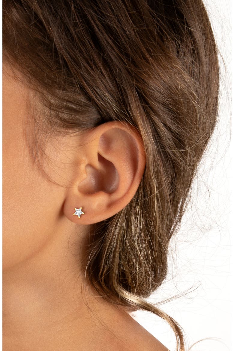 14K Gold Shining Star Studs Screw Back Earrings, Alternate, color, 14K Yellow Gold