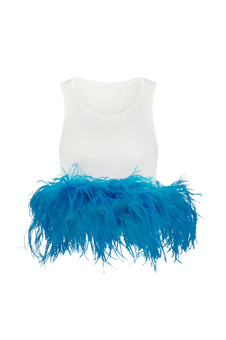 Feather Tank Top, Main, color, White/blue