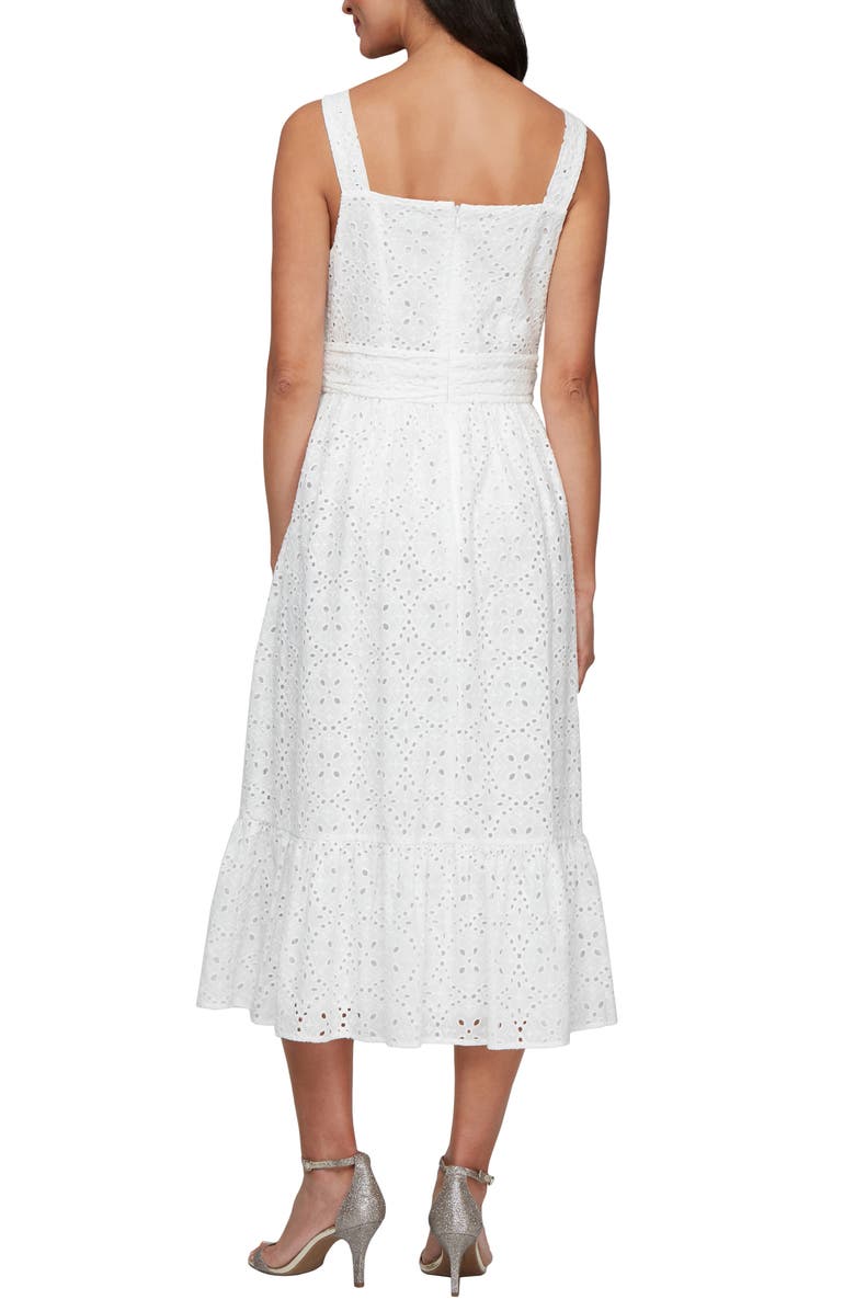 SL FASHIONS Cotton Eyelet Tea Dress, Alternate, color, Ivory