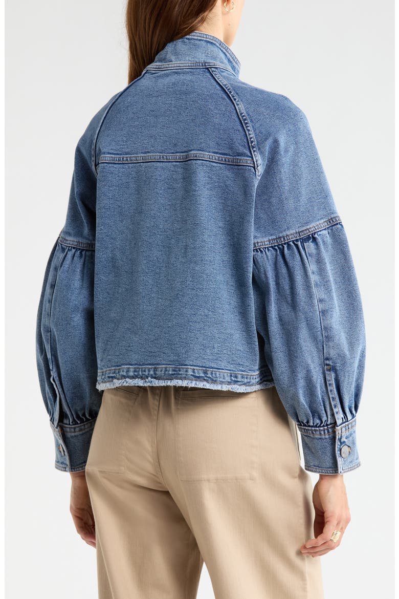 Blouse Sleeve Denim Jacket, Alternate, color, MEDIUM WASH