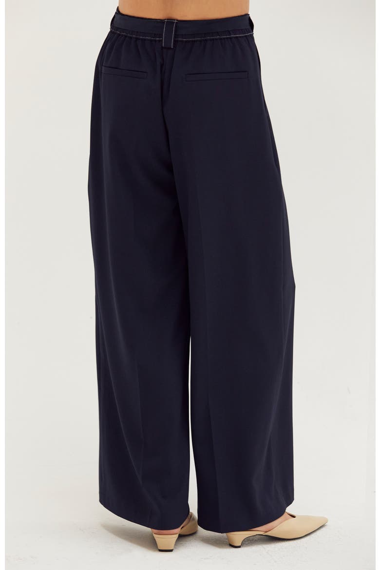 Contrast Stitch Belted Trousers, Alternate, color, Midnight Blue