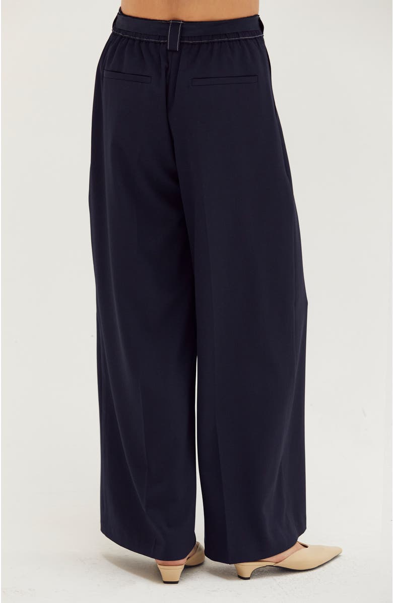CRESCENT Contrast Stitch Belted Trousers, Alternate, color, Midnight Blue