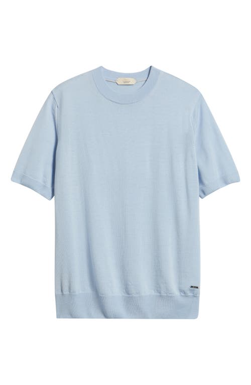 Aurélien Cashwool® Short Sleeve Crewneck Sweater In Blue