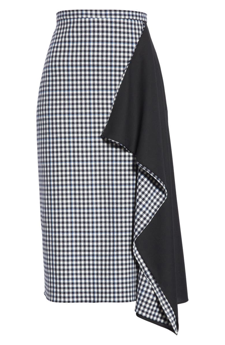 Tibi Gingham Ruffle Skirt, Alternate, color,