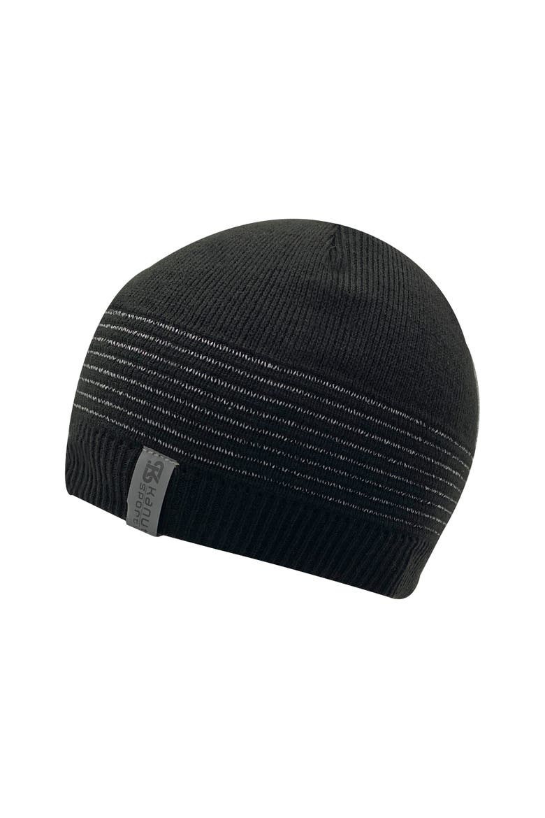 Ribdon Men's Reflective Stripe Beanie, Main, color, Black