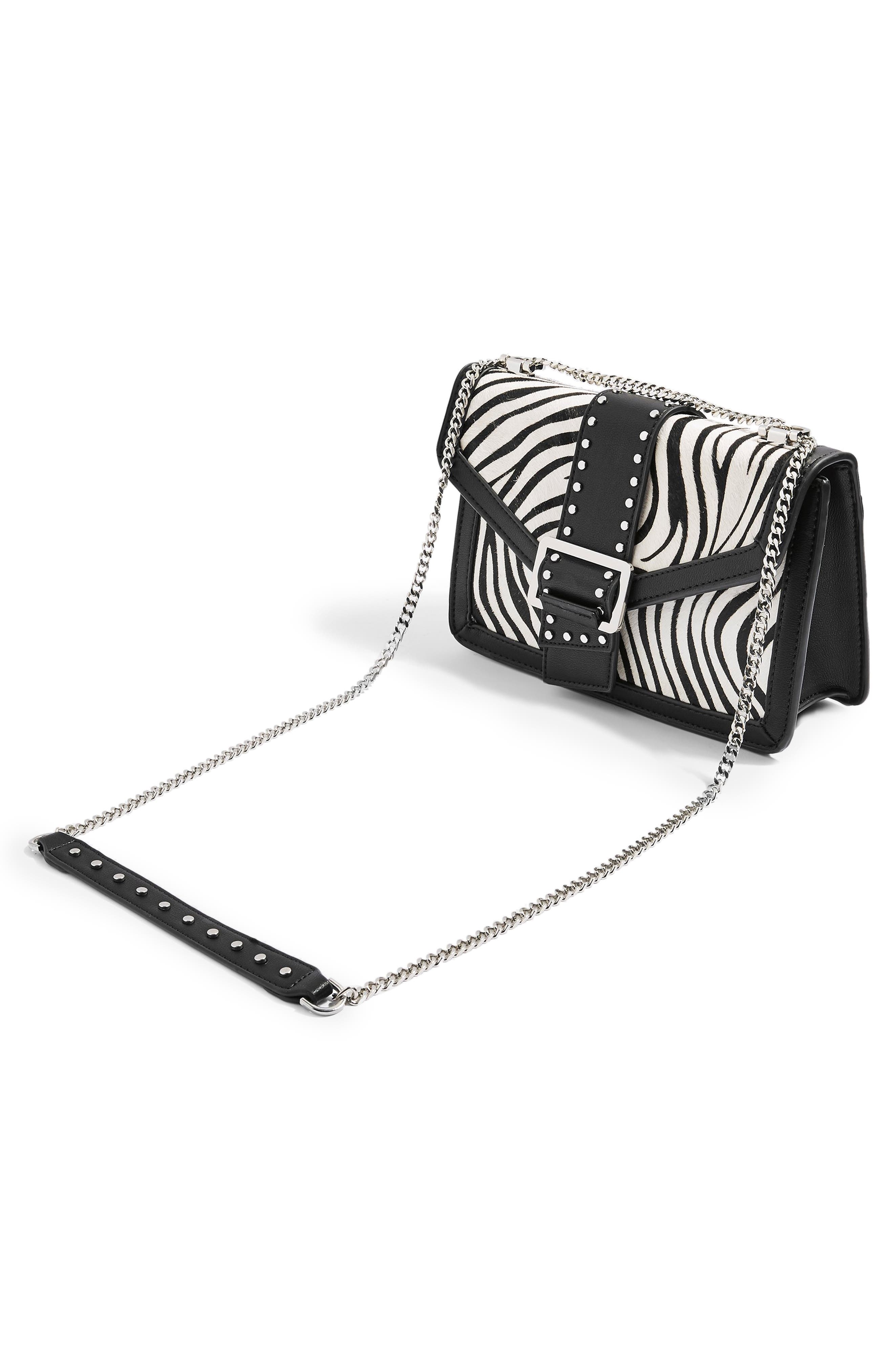 Topshop Seema Studded Faux Leather Shoulder Bag, Alternate, color, 