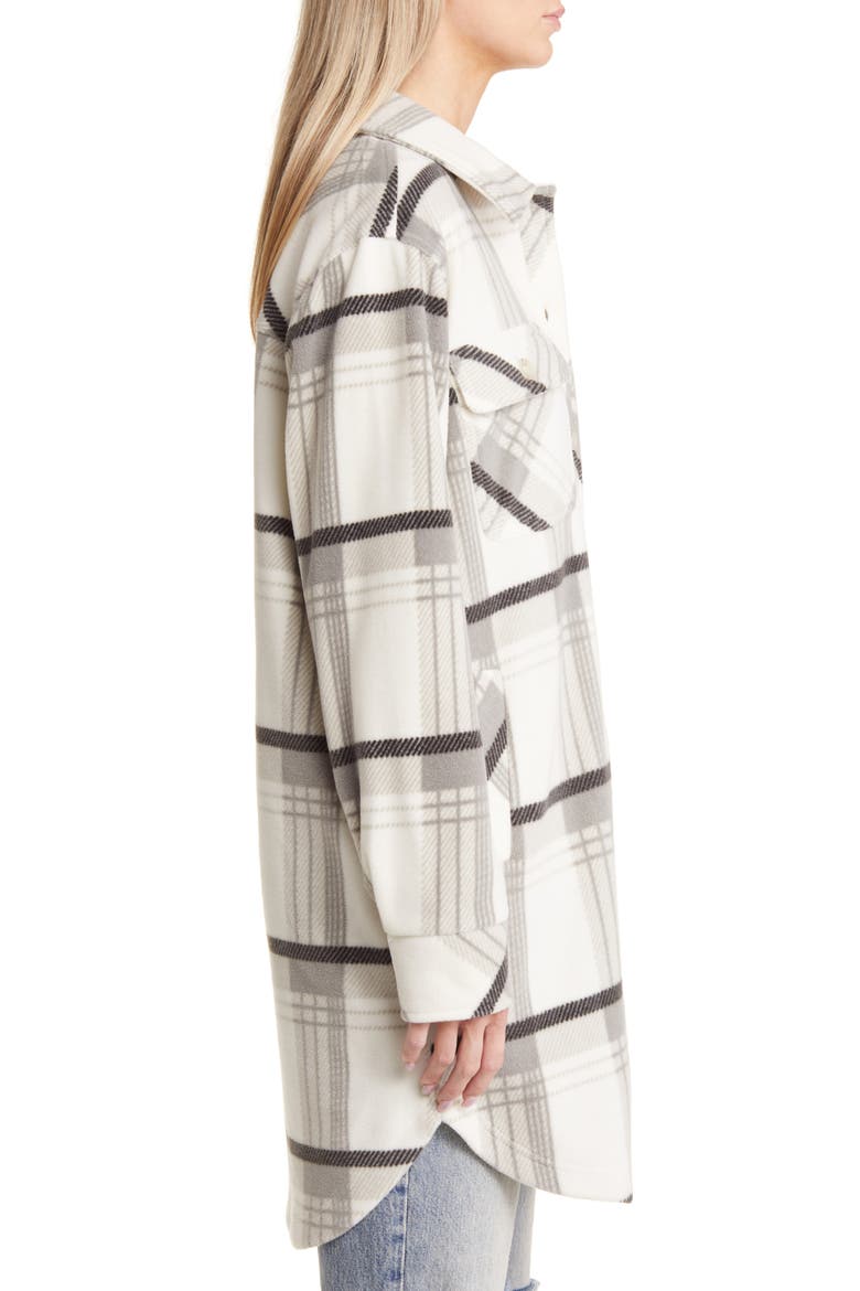 Plaid Long Polar Fleece Shacket, Alternate, color, GREY COMBO