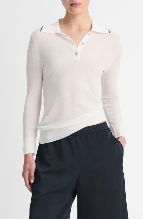 Long Sleeve Cotton Polo Sweater