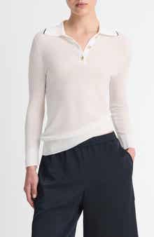 Vince Long Sleeve Cotton Polo Sweater