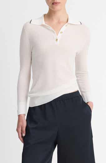 Vince Long Sleeve Cotton Polo Sweater