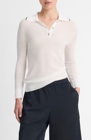 Vince Long Sleeve Cotton Polo Sweater