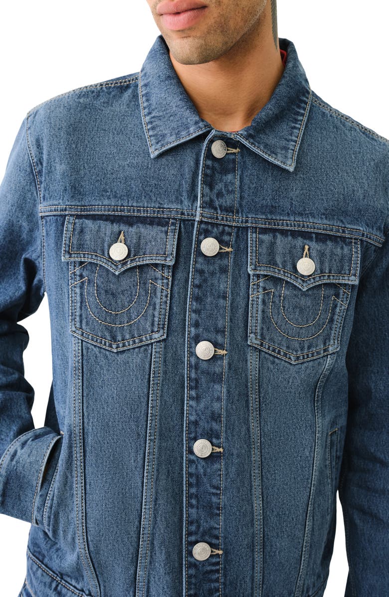 Tree Hut Denim Trucker Jacket, Alternate, color, Medium Blizzard Wash