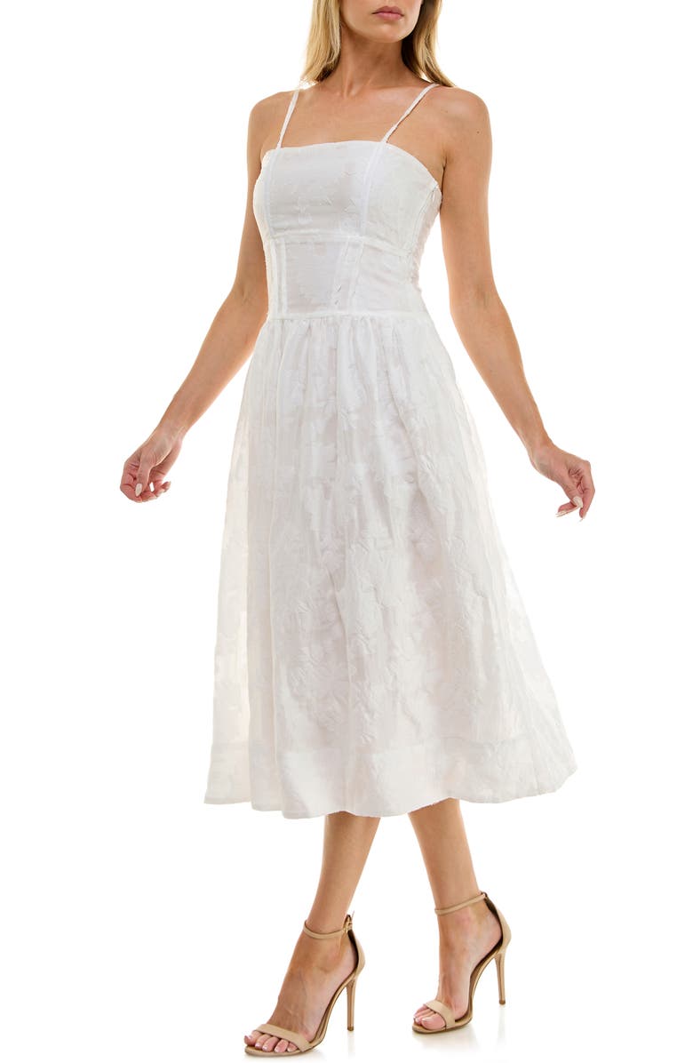 Socialite Jacquard Midi Sundress, Alternate, color, White