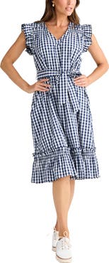 Brave+True Paz Check Print Ruffle Dress