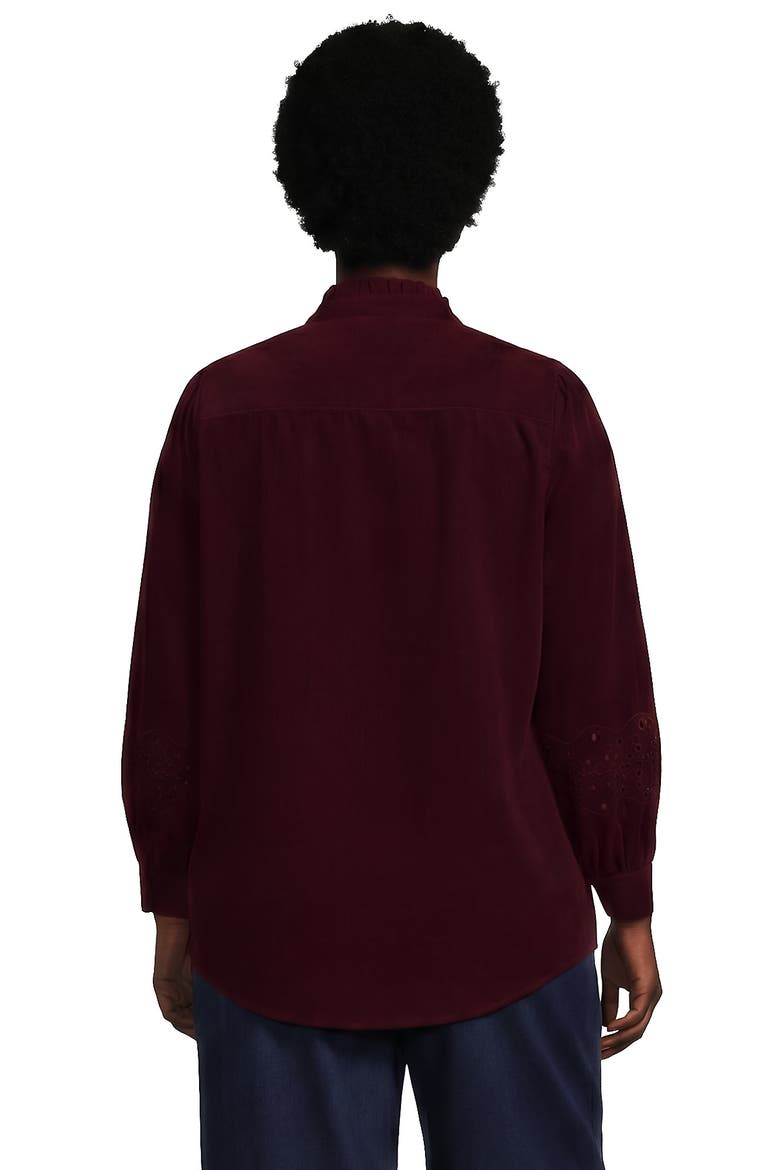 Eyelet Sleeve Pinwale Corduroy Shirt, Alternate, color, Rich Burgundy