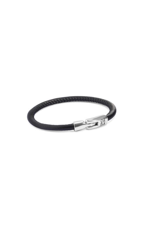 Unode50 Black Leather Sterling Silver-plated Bracelet In Black