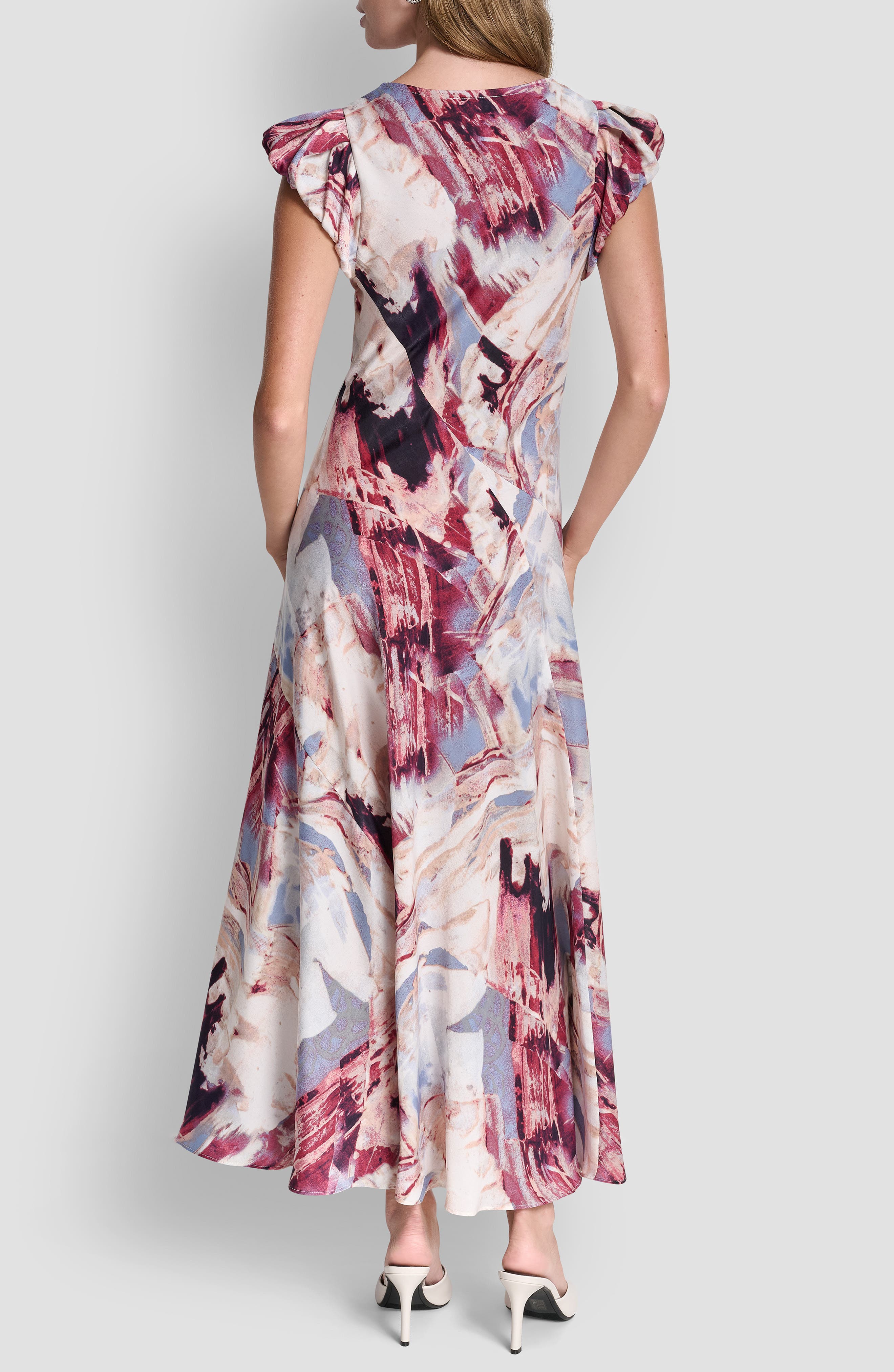 Puff Sleeve Satin Maxi Dress - image 4