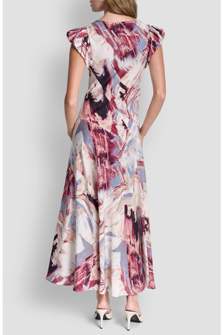 Puff Sleeve Satin Maxi Dress, Alternate, color, URBAN SANDSTORM