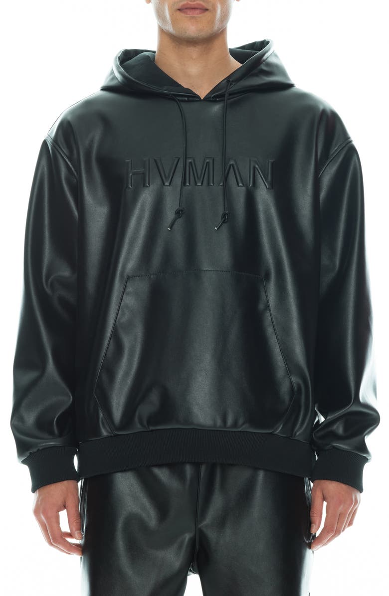 HVMAN Faux Leather Embossed Sweatshirt, Main, color,